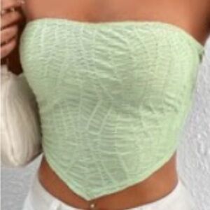 SHEIN Light Green Strapless Crop Top
